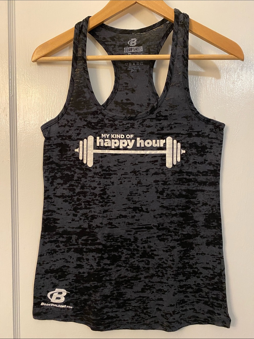 Bodybuilding.com Logo Black Graphic Burnout Racerback Tank Top Medium